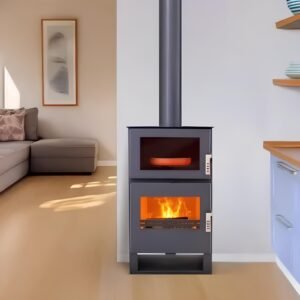 Poêle à bois avec four Carrio Inox – 9 kW