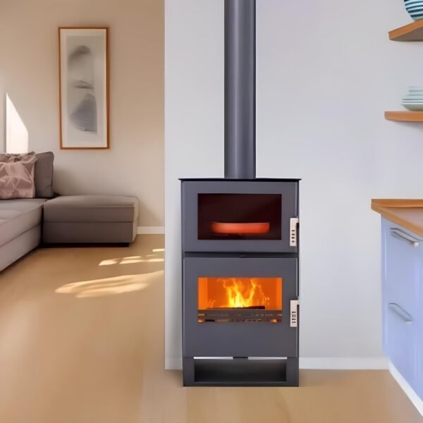 Poêle à bois avec four Carrio Inox – 9 kW
